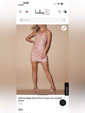 Lulus Blush Pink fringe mini dress